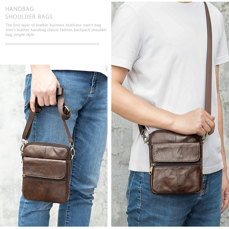 Men's Waist Bag New Messenger Bbag Shoulder Bag Men's Bag Leather Men Bags First Layer Leather Large Screen Mobile Phone Bag Men's Waist Bag New Messenger Bbag Shoulder Bag Men's Bag Leather Men Bags First Layer Leather Large Screen Mobile Phone Bag